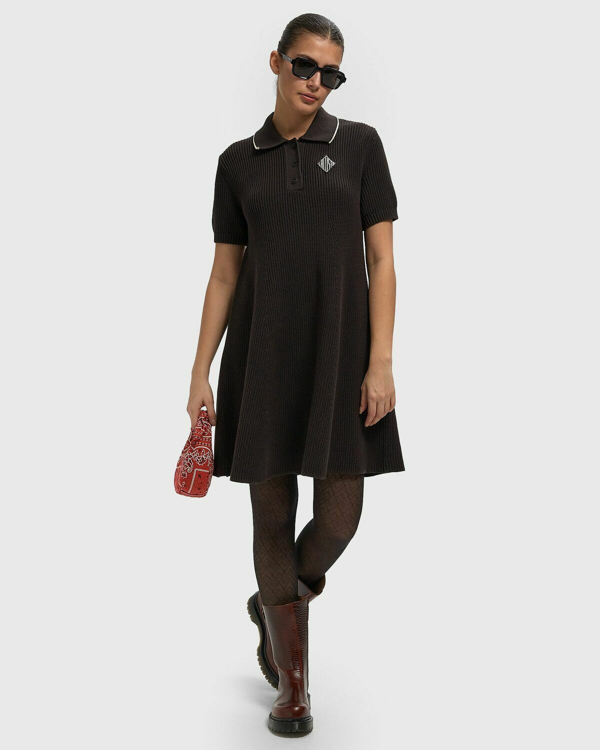 Badge Accent Cotton Polo Dress