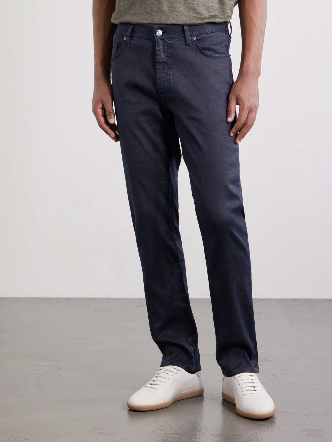 Zegna - Straight-Leg Linen and Cotton-Blend Jeans - Blue