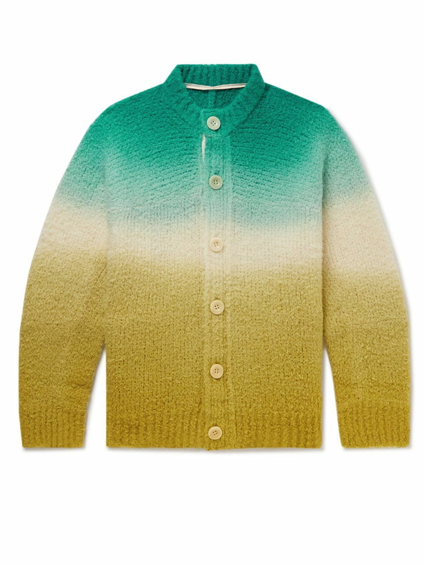 Photo: Sacai - Dip-Dyed Wool-Blend Bouclé Cardigan - Green