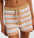 Anna Kosturova Striped crochet cotton shorts