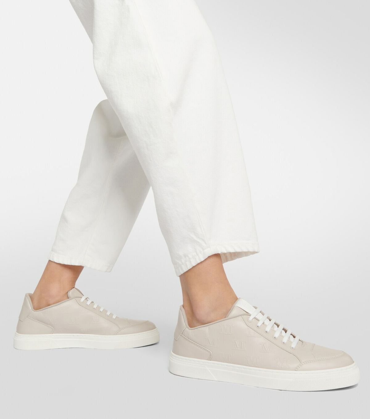 【関税込み】Max Mara タン Damier スニーカー Max Mara Damier leather sneakers Max Mara