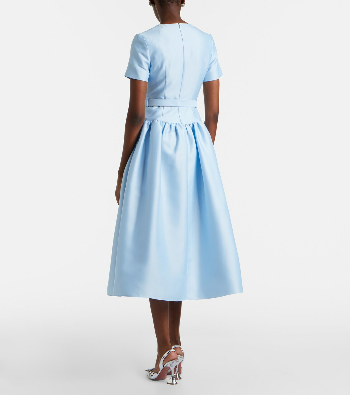 Self-Portrait Belted taffeta midi dress
