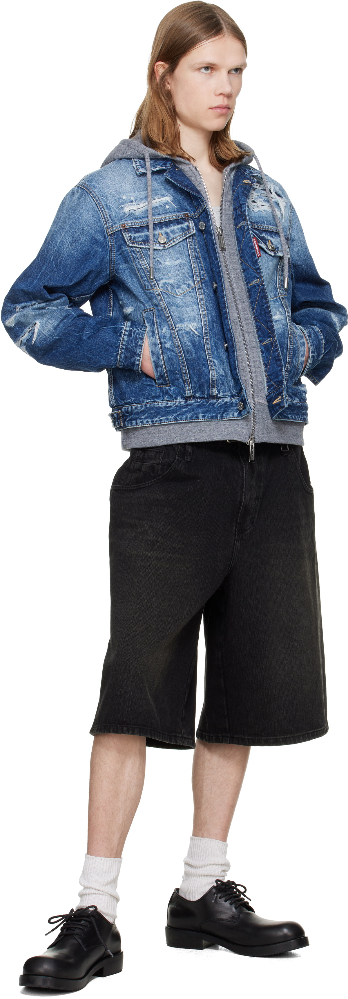Dsquared2 Blue Medium Ripped Wash Over Denim Jacket