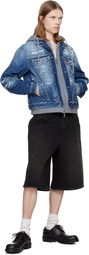 Dsquared2 Blue Medium Ripped Wash Over Denim Jacket