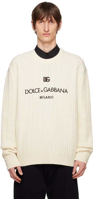 Photo: Dolce & Gabbana Off-White Girocollo Sweater