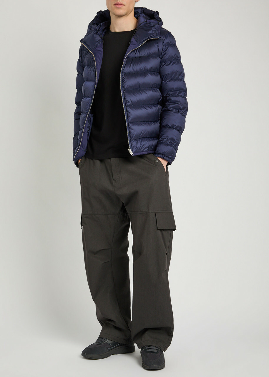 Ten C Padded Hooded Nylon Jacket Navy