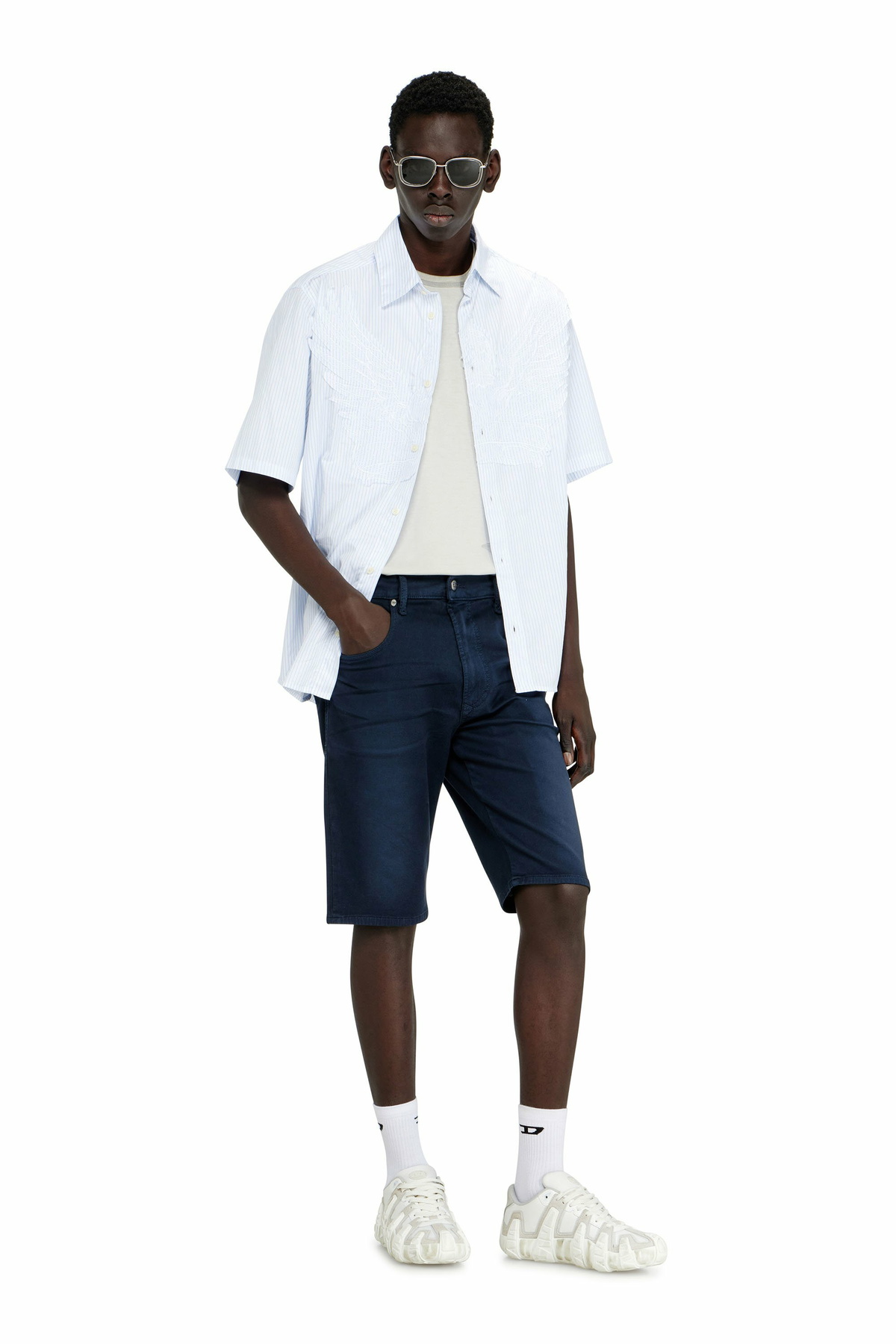 Diesel Slim shorts in coloured denim - Denim short pants Mens in Blue