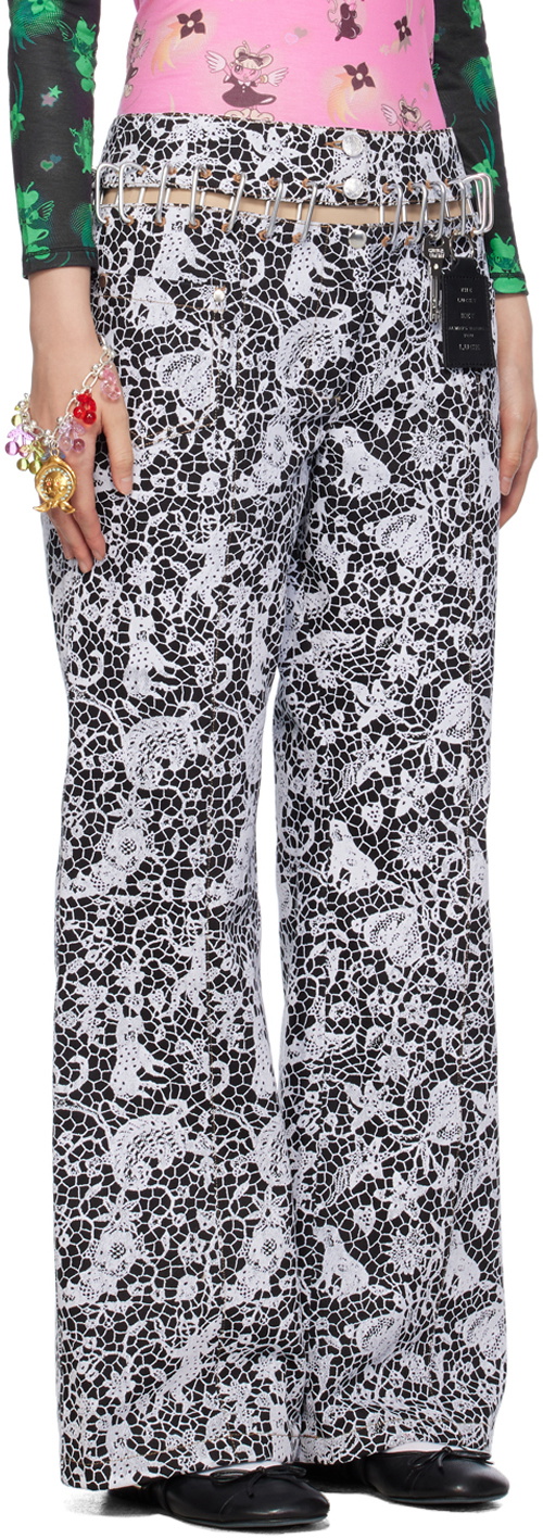 Chopova Lowena Black & White Bump Carabiner Jeans
