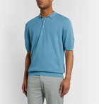 Altea - Textured Linen and Cotton-Blend Polo Shirt - Blue