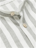 Kiton - Grandad-Collar Striped Linen-Blend Shirt - Green