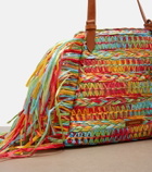 Aquazzura Trancoso fringed raffia tote bag