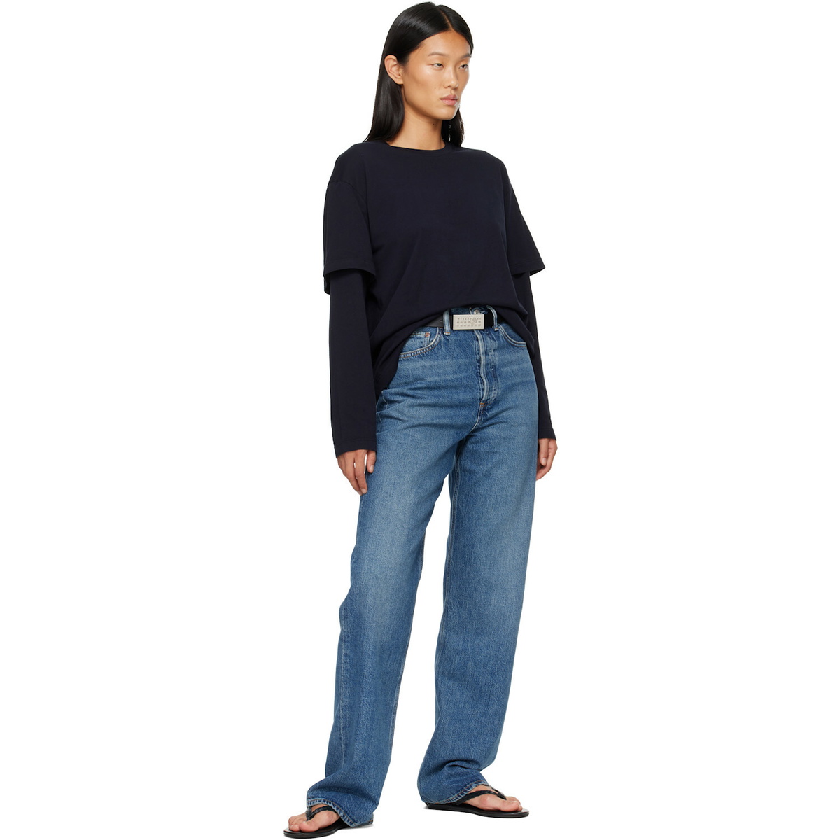 AGOLDE Navy Lois T-shirt