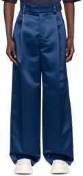 We11done Navy Polyester Trousers
