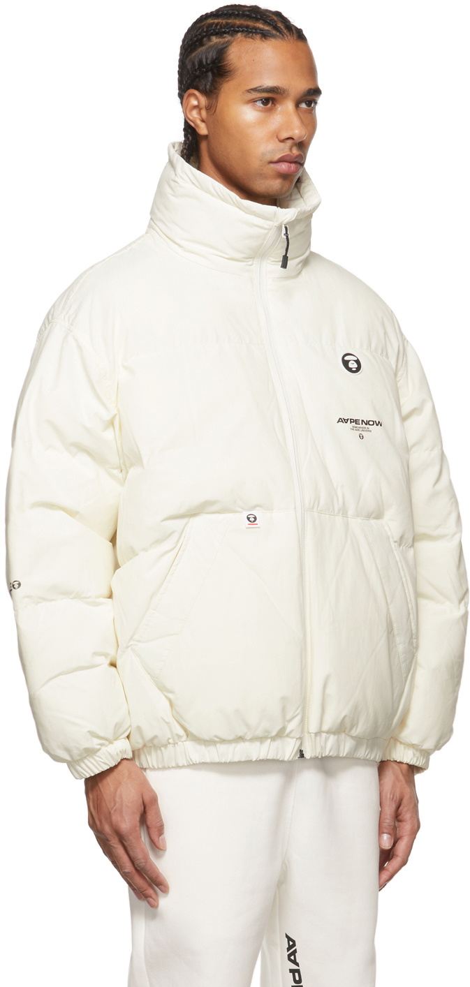 AAPE by A Bathing Ape Off-White Logo Puffer Jacket AAPE by A