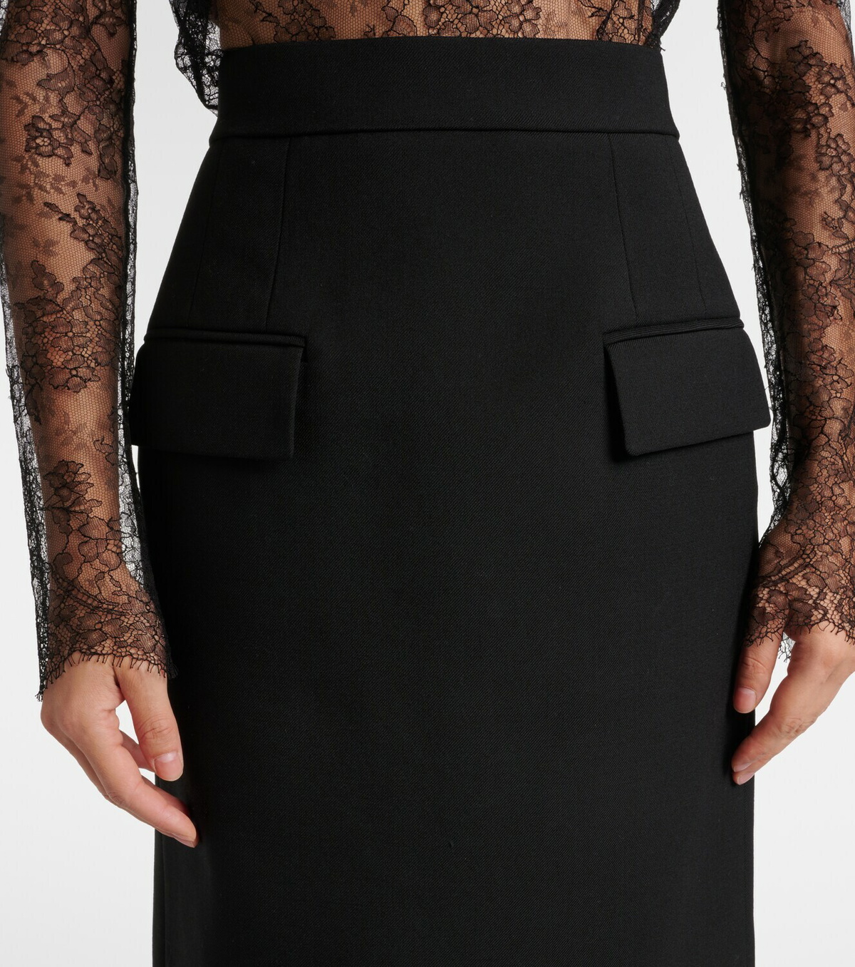 McQueen High-rise wool gabardine pencil skirt