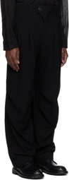 DEVOA Black Wool Baggy Trousers