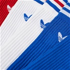Adidas Men's Solid Crew Sock in White/Red/Blue