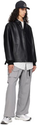 Y-3 Black Loose-Fit Faux-Leather Bomber Jacket
