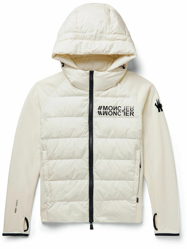 Photo: Moncler Grenoble - Logo-Print Quilted Shell and Jersey Hooded Down Jacket - Neutrals