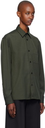 Filippa K Green Boxy Wool Twill Shirt