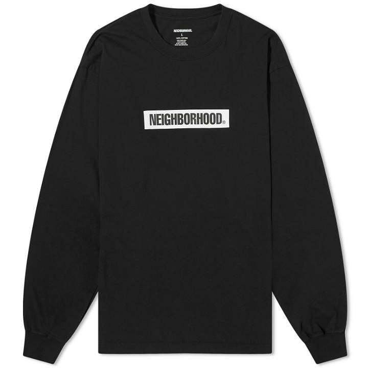 Photo: Neighborhood Men's 2 Long Sleeve Box Logo T-Shirt in Black