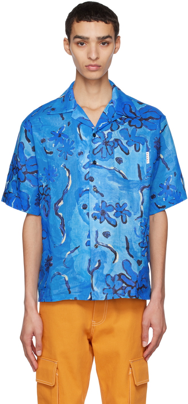 Marni Blue Printed Shirt Marni