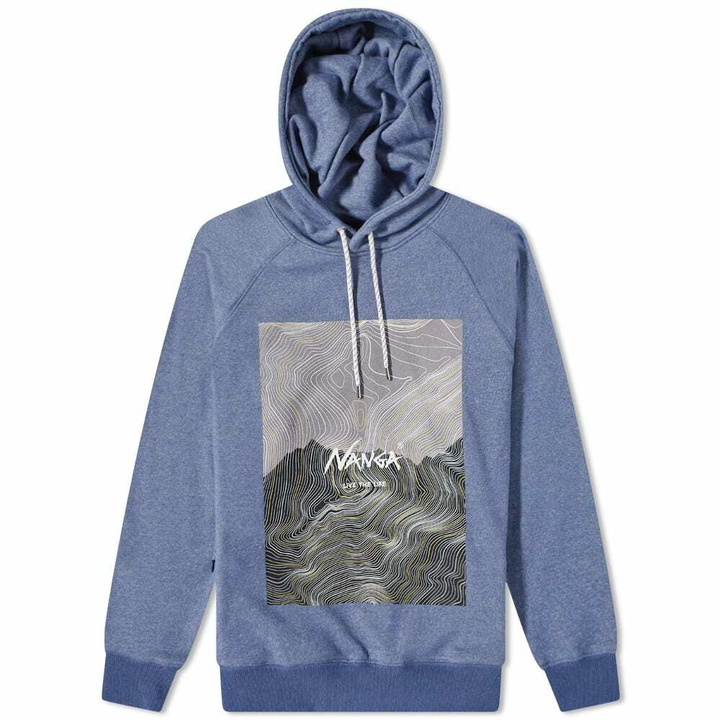 Photo: Nanga Men's Eco Hybrid Contour Map Logo Hoody in Navy