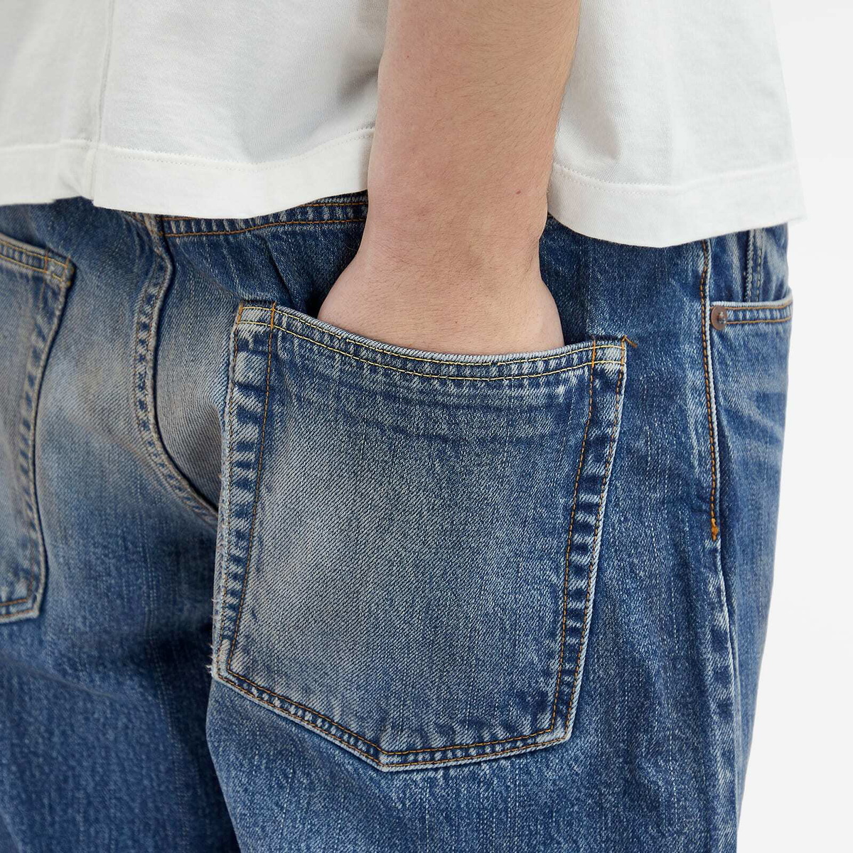 Visvim Men's Social Sculpture 05 Damaged-42 Jeans in Blue Visvim