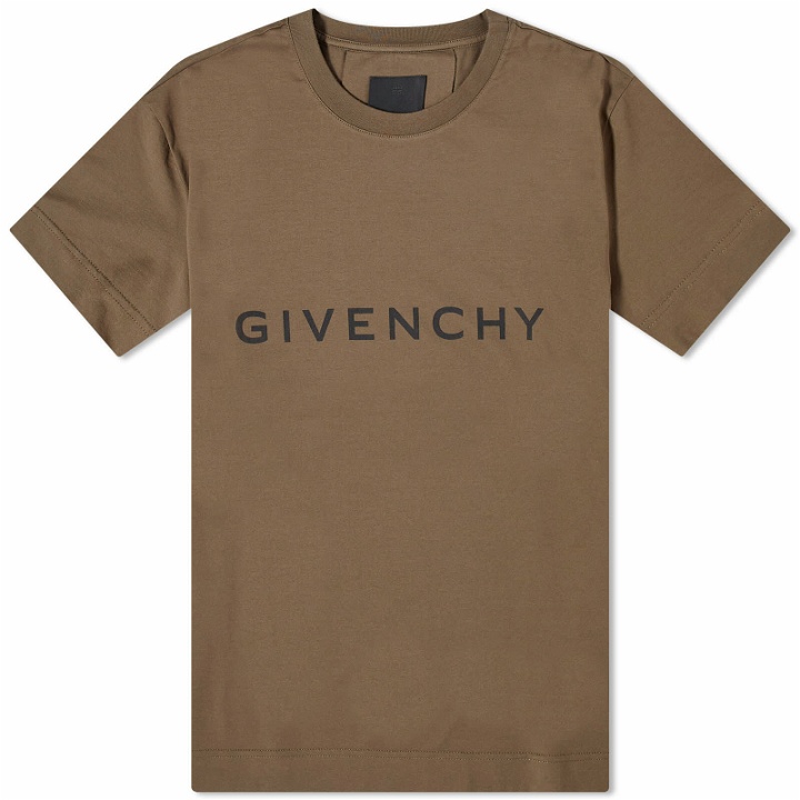 Photo: Givenchy Men's Archetype Logo T-Shirt in Khaki