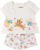 Kenzo Baby Off-White & Pink T-Shirt & Shorts Set
