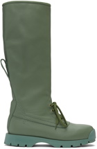 Jil Sander Green Leather Tall Boots