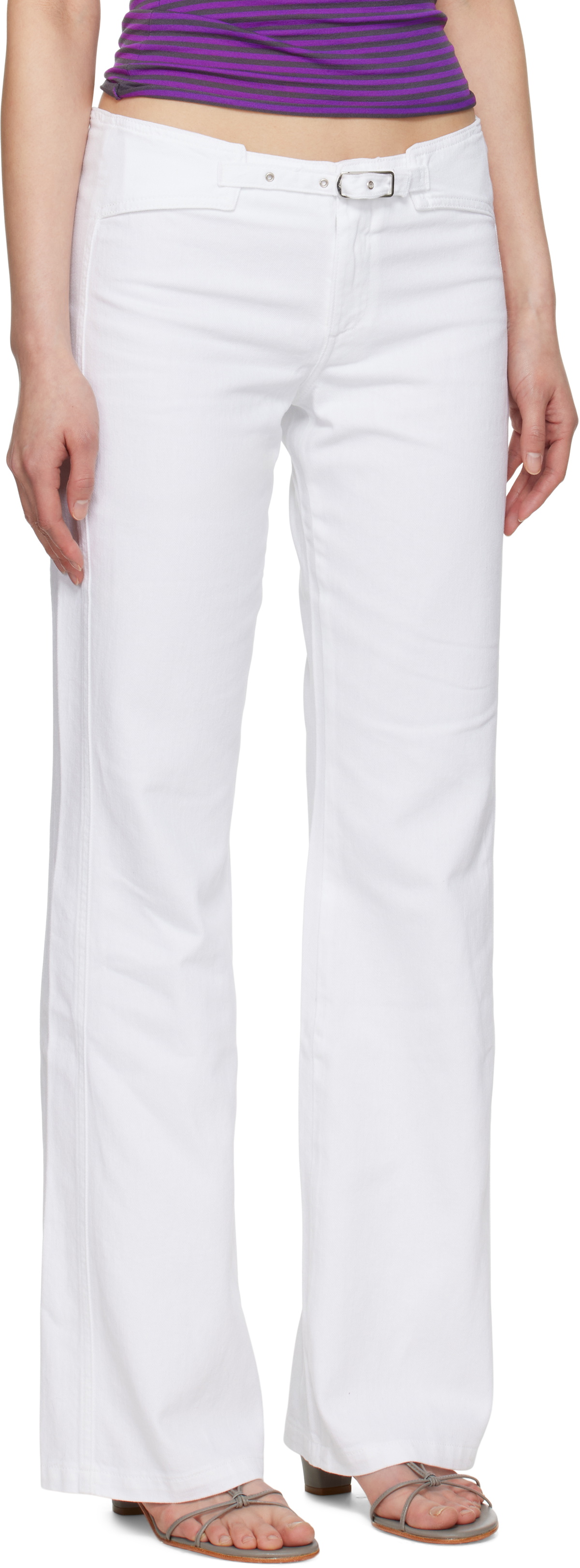 Gimaguas SSENSE Exclusive White Nicole Denim Trousers