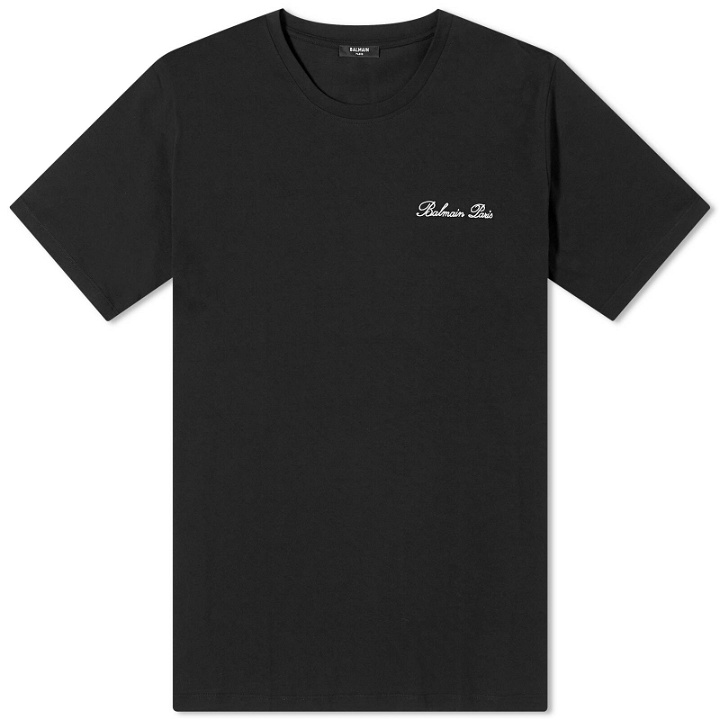 Photo: Balmain Men's Signature Logo T-Shirt in Black/White
