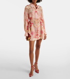 Camilla Embellished floral silk shirt dress