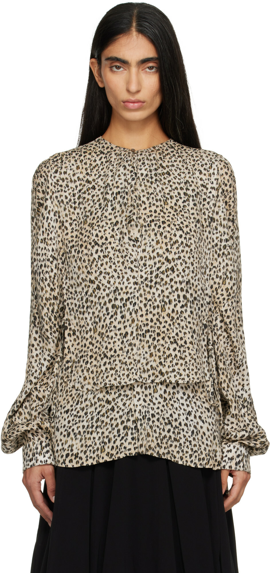 LEMAIRE Beige Printed Two Layers Blouse