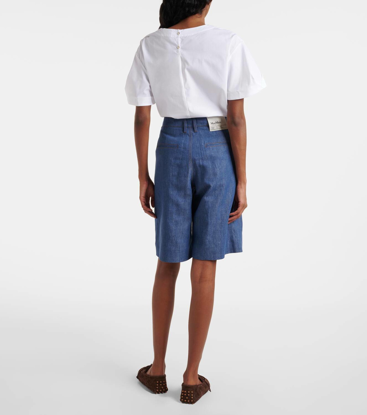 ショーツ S MAX MARA COTTON TWILL SHORTS S Max Mara Eric Cotton And Linen Twill Shorts In Blue | ModeSens