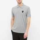 Comme des Garçons Play Men's Overlapping Heart Polo Shirt in Grey/Black