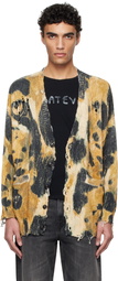 R13 Yellow & Black Printed Oversized Cardigan