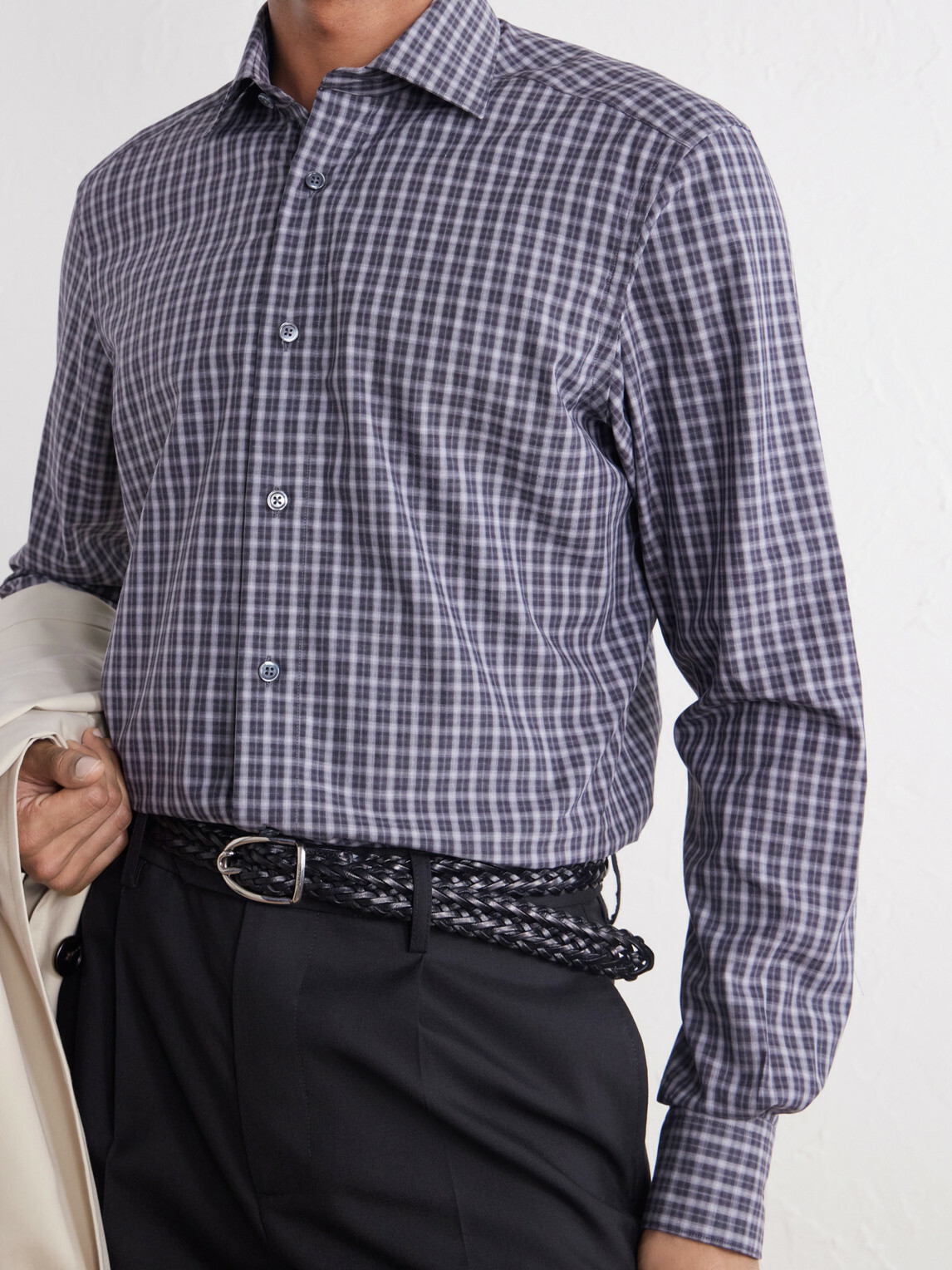 Zegna - Centoquaranta Checked Cotton-Twill Shirt - Gray