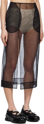 Simone Rocha Black Sheer Slit Pencil Midi Skirt