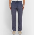 120% - Linen Drawstring Trousers - Blue