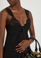 Chloe Lace-trim Silk-georgette top Black