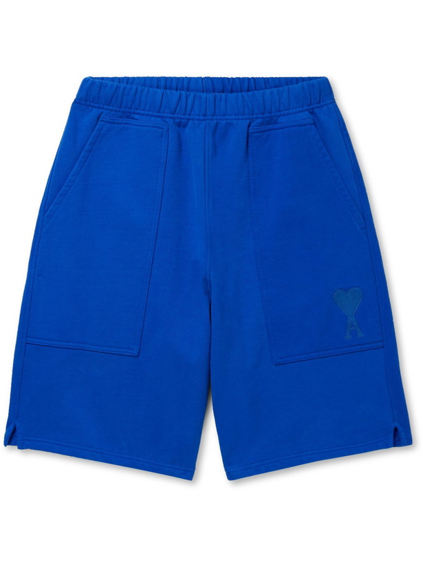 Photo: AMI PARIS - Logo-Embroidered Cotton-Jersey Shorts - Blue