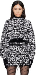VETEMENTS Black & White Intarsia-Logo Sweater