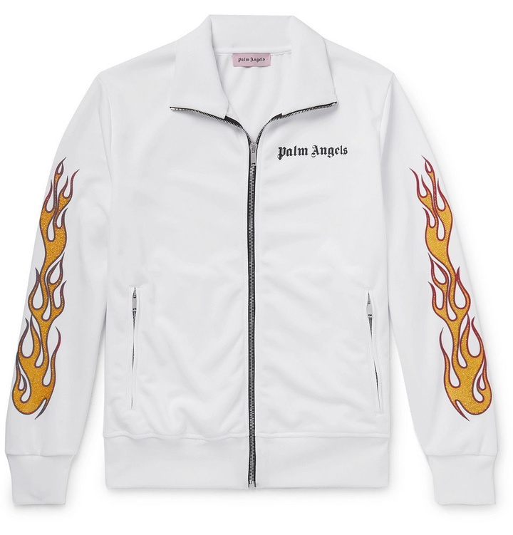 Photo: Palm Angels - Slim-Fit Glittered Printed Tech-Jersey Track Jacket - White