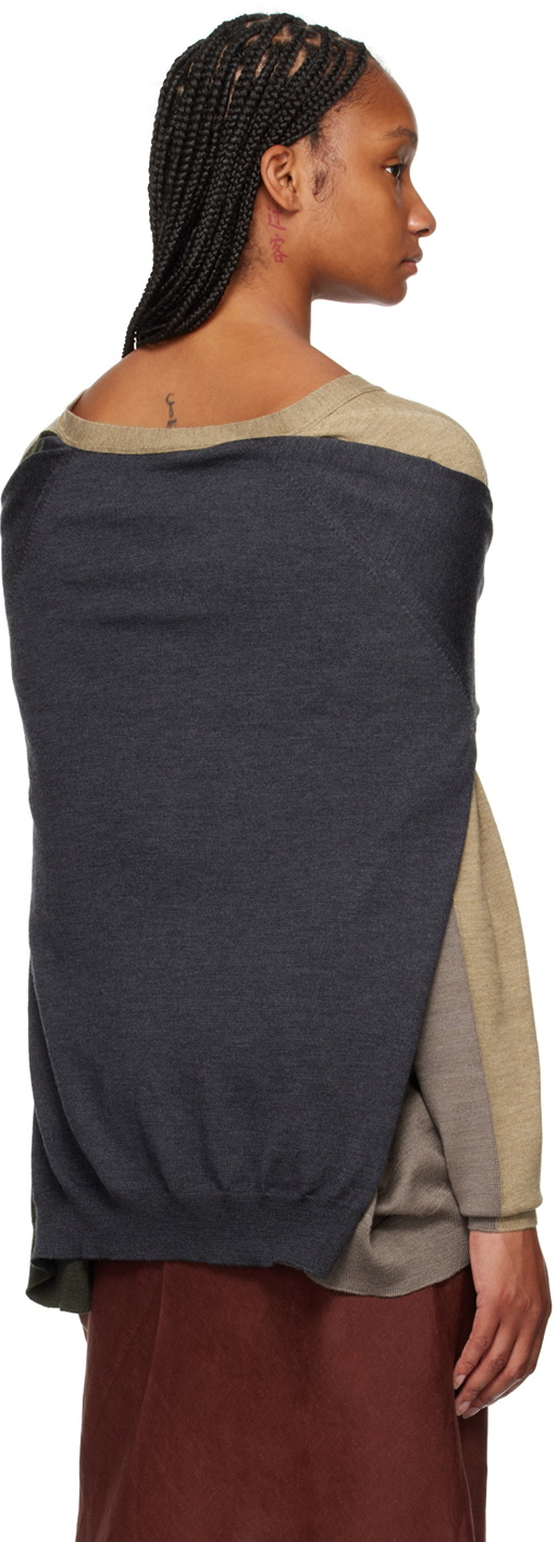 Moschino Beige & Gray Layered Cardigan