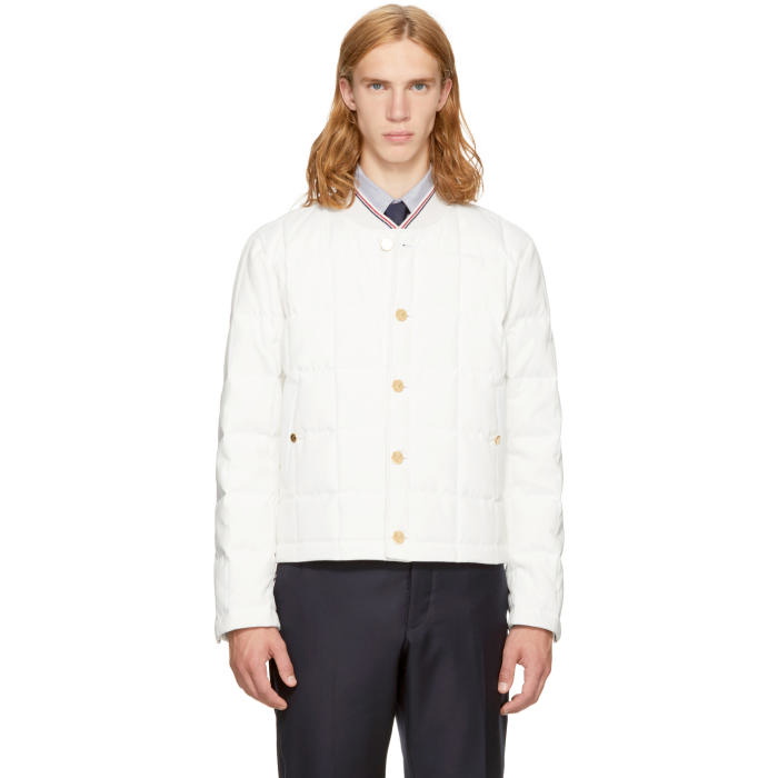 Photo: Thom Browne White Down Button Front Jacket