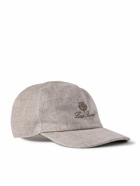 Loro Piana - Logo-Embroidered Linen Baseball Cap - Gray