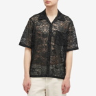 Aries Men's Hawaiian Lace Vacation Shirt in Black