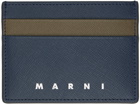 Marni Navy & Taupe Saffiano Leather Card Holder